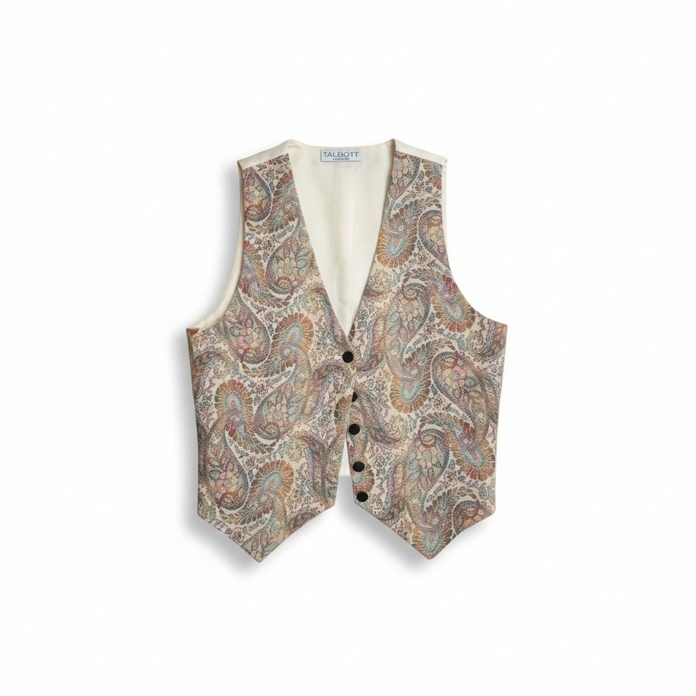 Talbott Vintage‎ Paisley Tapestry Vest, Women's Small, Cotton Blend, Made in USA